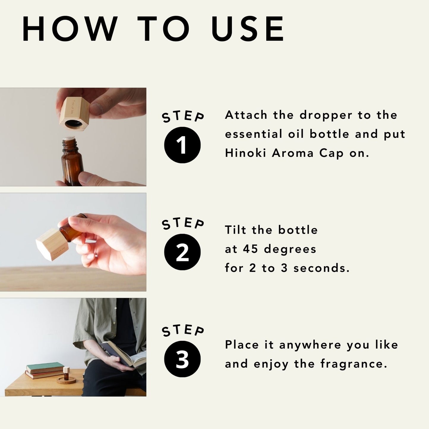 Hinoki Aroma Cap Diffuser Hex / Round / Square
