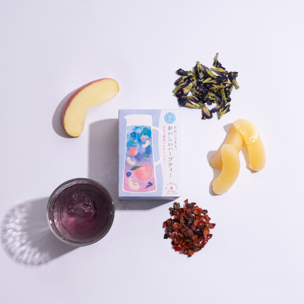 Cold Brew Fruity Herbal Tea Peach and Blue Butterfly Pea