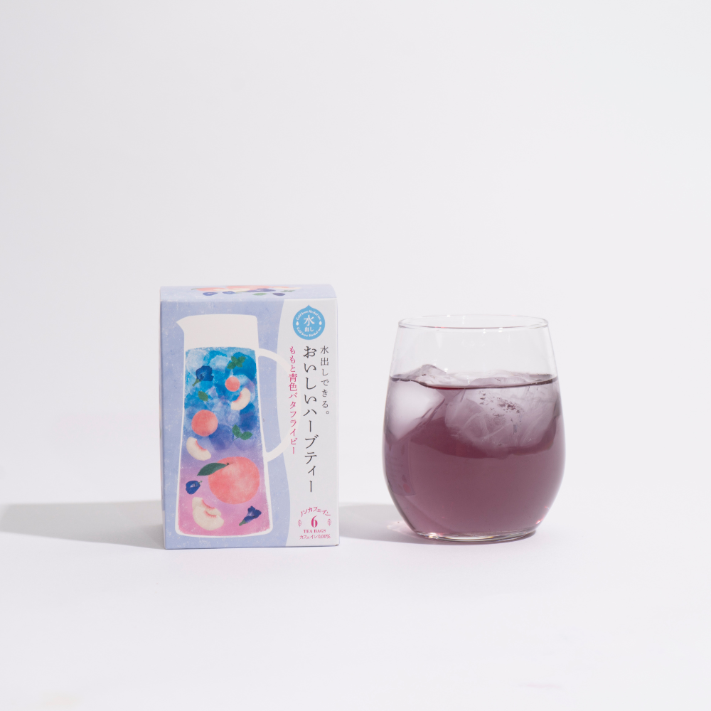 Cold Brew Fruity Herbal Tea Peach and Blue Butterfly Pea