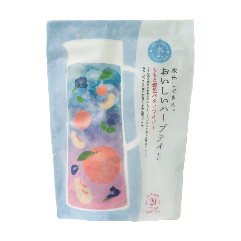 Cold Brew Fruity Herbal Tea Peach and Blue Butterfly Pea
