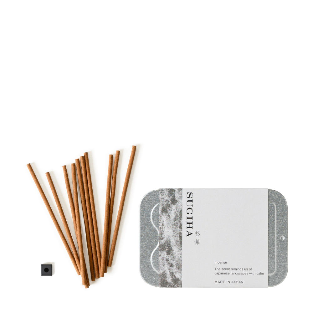 Japan Fragrance Incense Sugiha 杉葉 10 Sticks with Plate and Holder