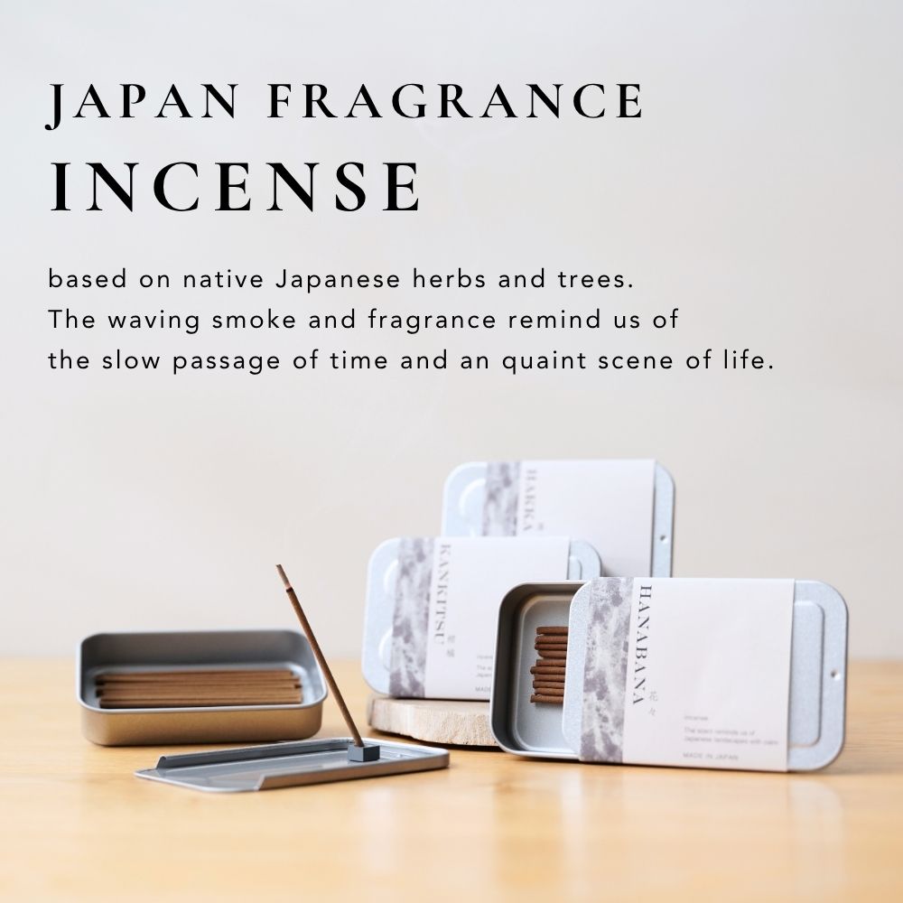 Japan Fragrance Incense Kankitsu 柑橘 10 Sticks with Plate and Holder