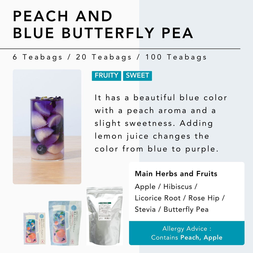Cold Brew Fruity Herbal Tea Peach and Blue Butterfly Pea