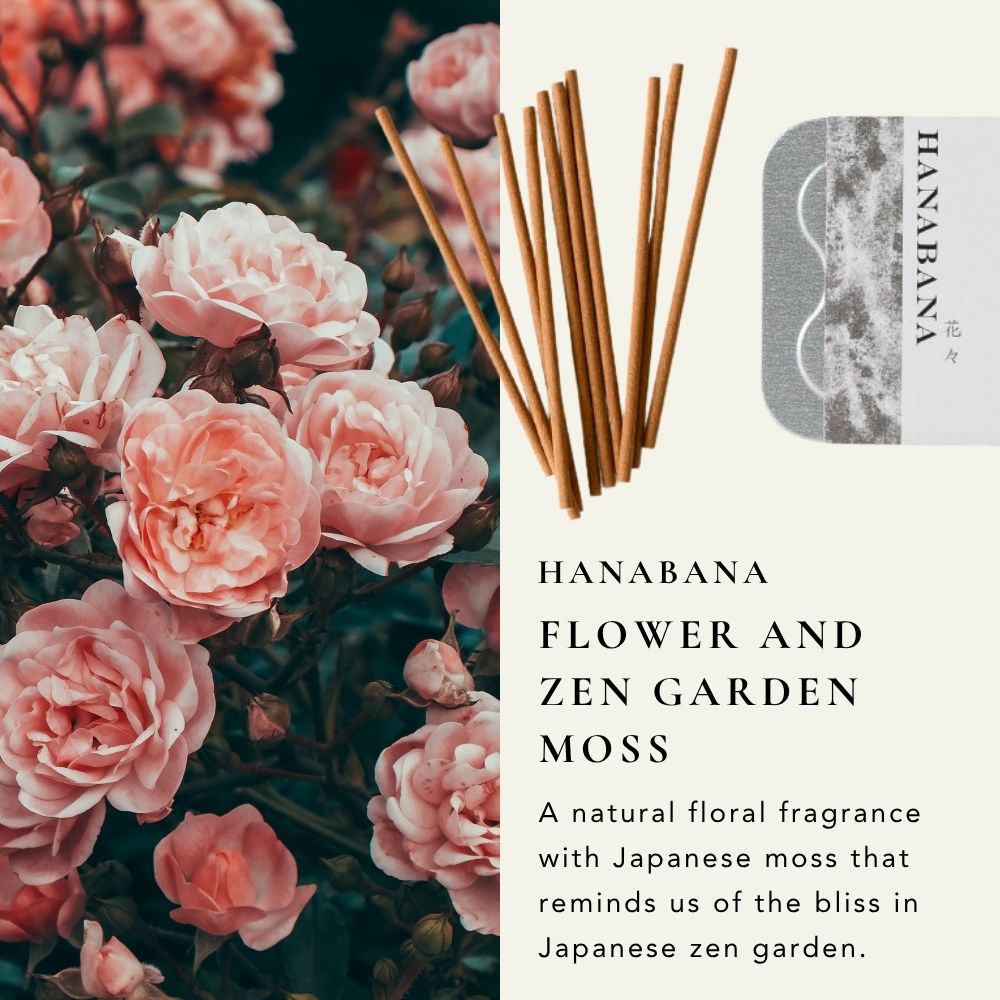 Japan Fragrance Incense Hanabana 花々 10 Sticks with Plate and Holder
