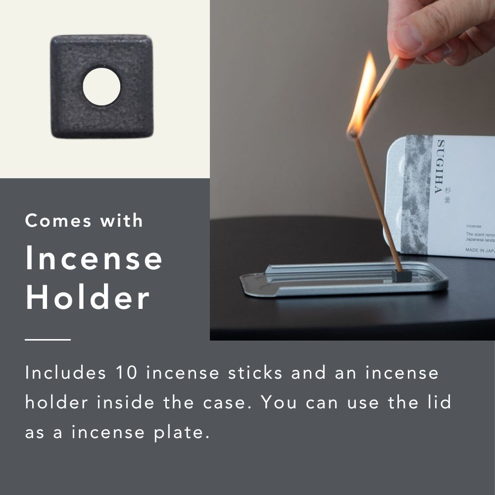 Japan Fragrance Incense Kankitsu 柑橘 10 Sticks with Plate and Holder