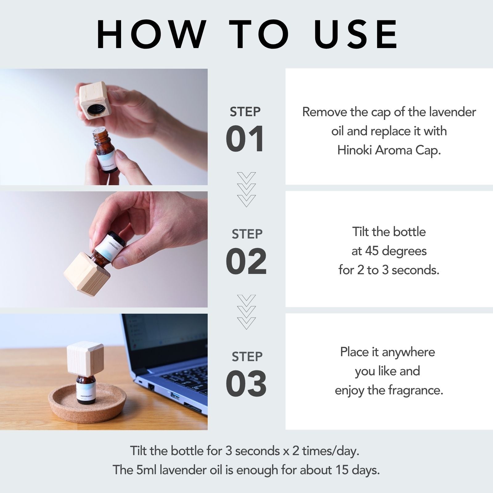 Hinoki Aroma Cap Peppermint Oil 5ml Set
